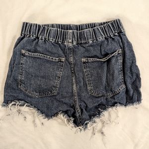 Distressed Paper Bag Denim Shorts
